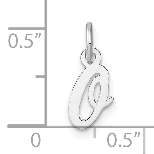 14k White Gold Small Script Letter O Initial Charm-YC1527O