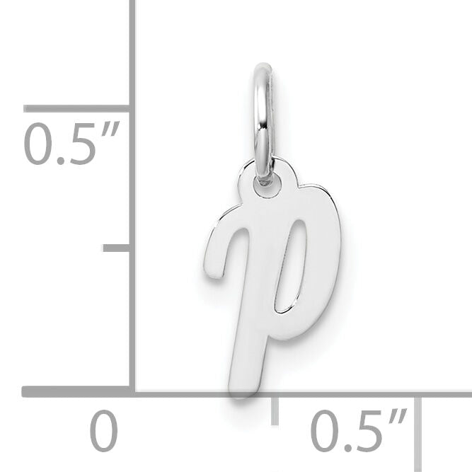 14k White Gold Small Script Letter P Initial Charm-YC1527P