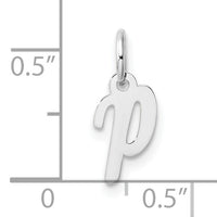 14k White Gold Small Script Letter P Initial Charm-YC1527P