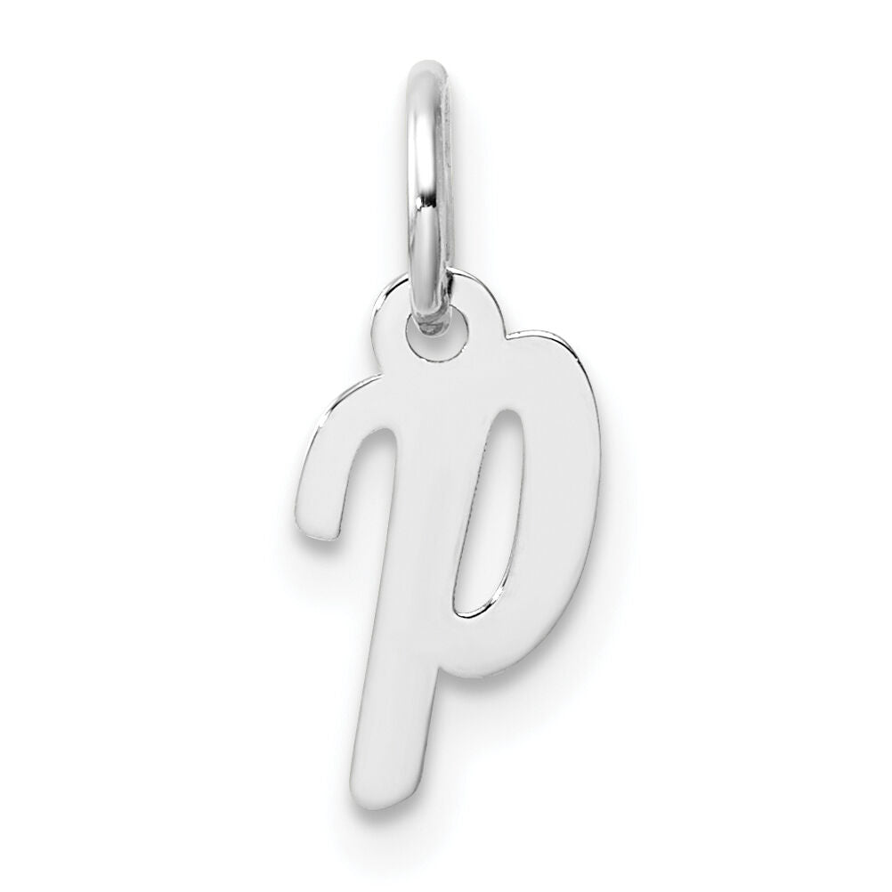 14k White Gold Small Script Letter P Initial Charm-YC1527P