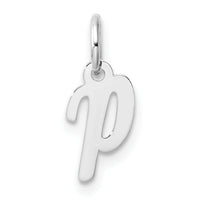 14k White Gold Small Script Letter P Initial Charm-YC1527P