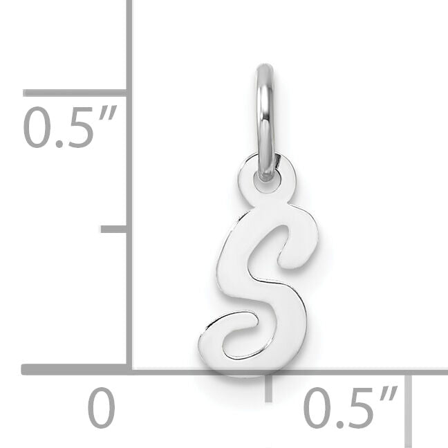 14k White Gold Small Script Letter S Initial Charm-YC1527S