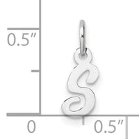 14k White Gold Small Script Letter S Initial Charm-YC1527S