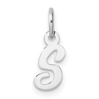 14k White Gold Small Script Letter S Initial Charm-YC1527S