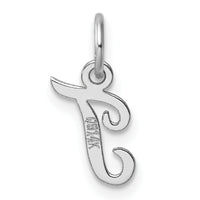 14k White Gold Small Script Letter T Initial Charm-YC1527T