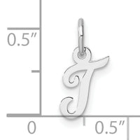 14k White Gold Small Script Letter T Initial Charm-YC1527T