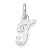 14k White Gold Small Script Letter T Initial Charm-YC1527T