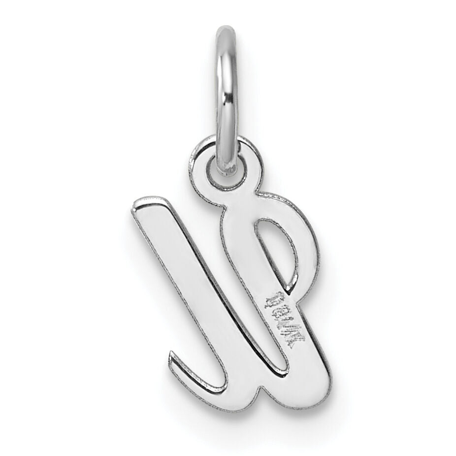 14k White Gold Small Script Letter U Initial Charm-YC1527U
