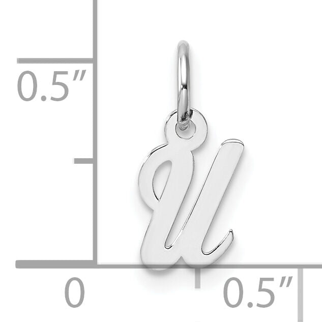 14k White Gold Small Script Letter U Initial Charm-YC1527U
