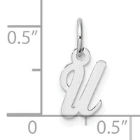 14k White Gold Small Script Letter U Initial Charm-YC1527U