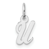 14k White Gold Small Script Letter U Initial Charm-YC1527U
