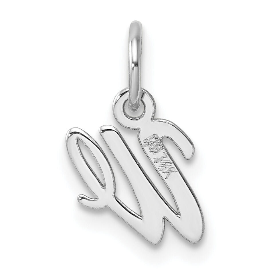 14k White Gold Small Script Letter W Initial Charm-YC1527W
