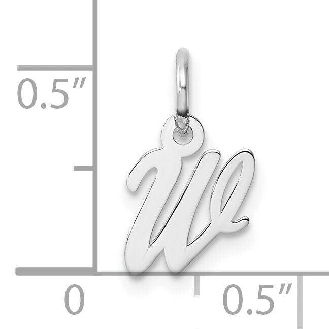 14k White Gold Small Script Letter W Initial Charm-YC1527W