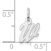 14k White Gold Small Script Letter W Initial Charm-YC1527W
