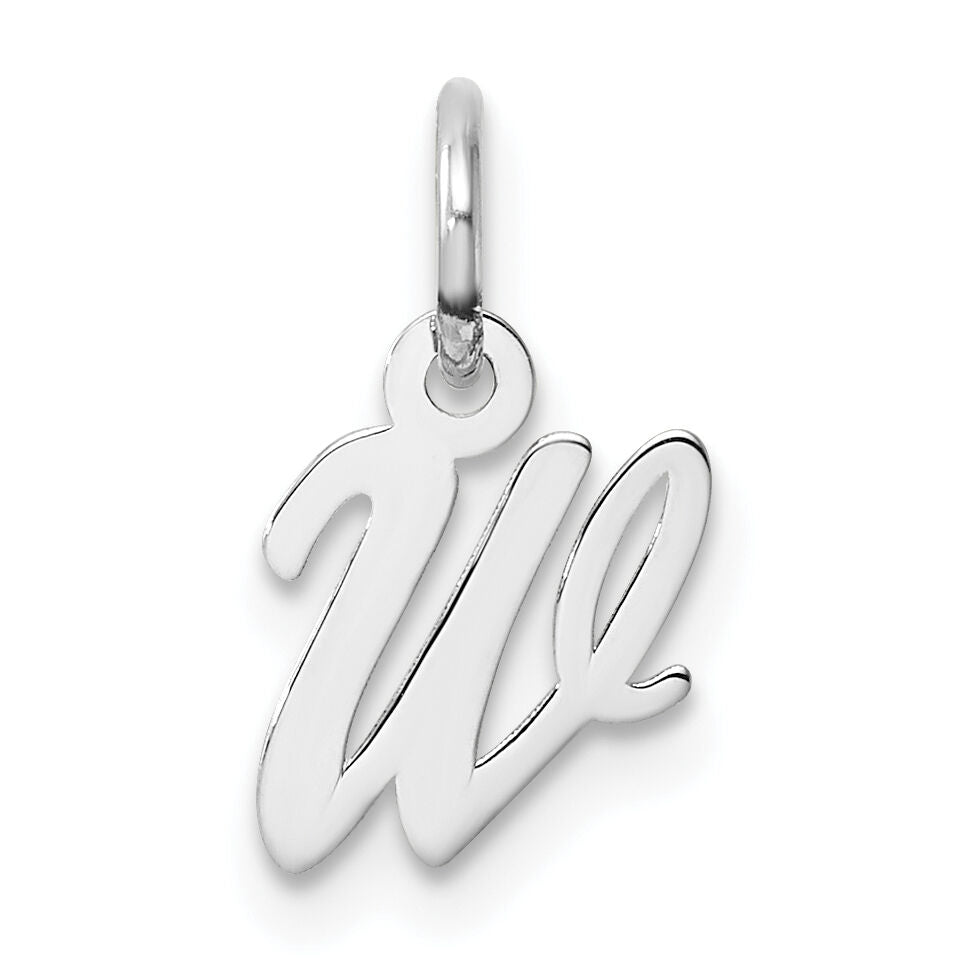 14k White Gold Small Script Letter W Initial Charm-YC1527W