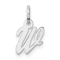14k White Gold Small Script Letter W Initial Charm-YC1527W