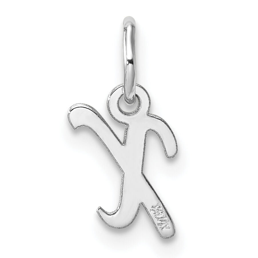 14k White Gold Small Script Letter X Initial Charm-YC1527X