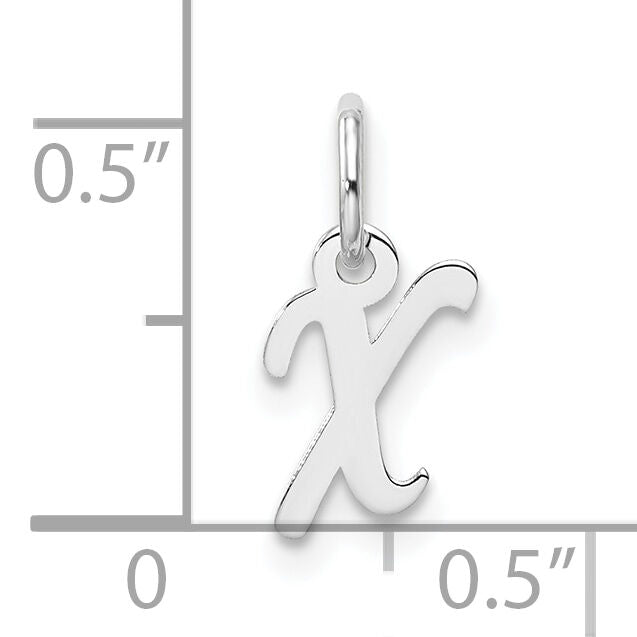 14k White Gold Small Script Letter X Initial Charm-YC1527X