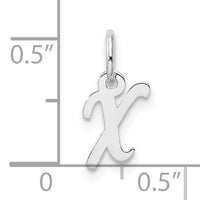 14k White Gold Small Script Letter X Initial Charm-YC1527X