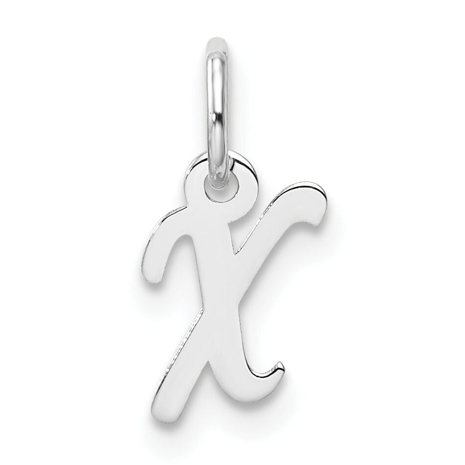14k White Gold Small Script Letter X Initial Charm-YC1527X