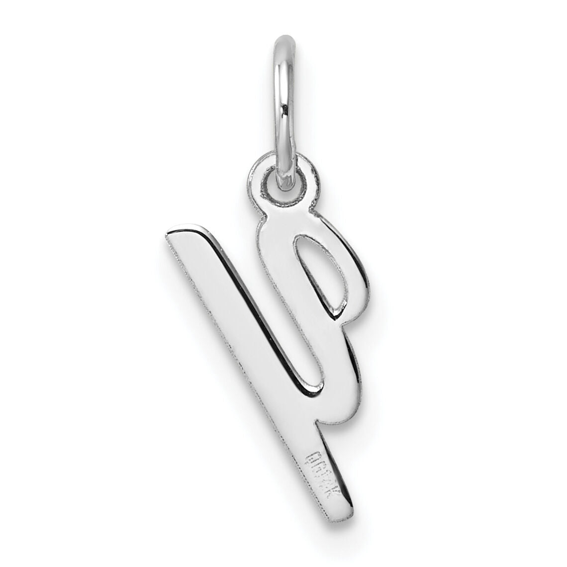 14k White Gold Small Script Letter Y Initial Charm-YC1527Y