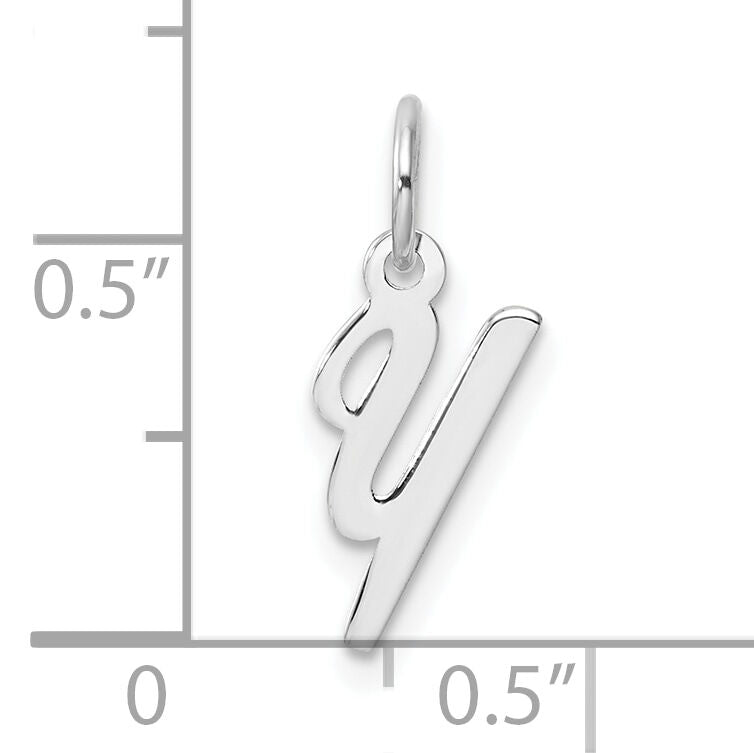 14k White Gold Small Script Letter Y Initial Charm-YC1527Y