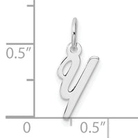 14k White Gold Small Script Letter Y Initial Charm-YC1527Y