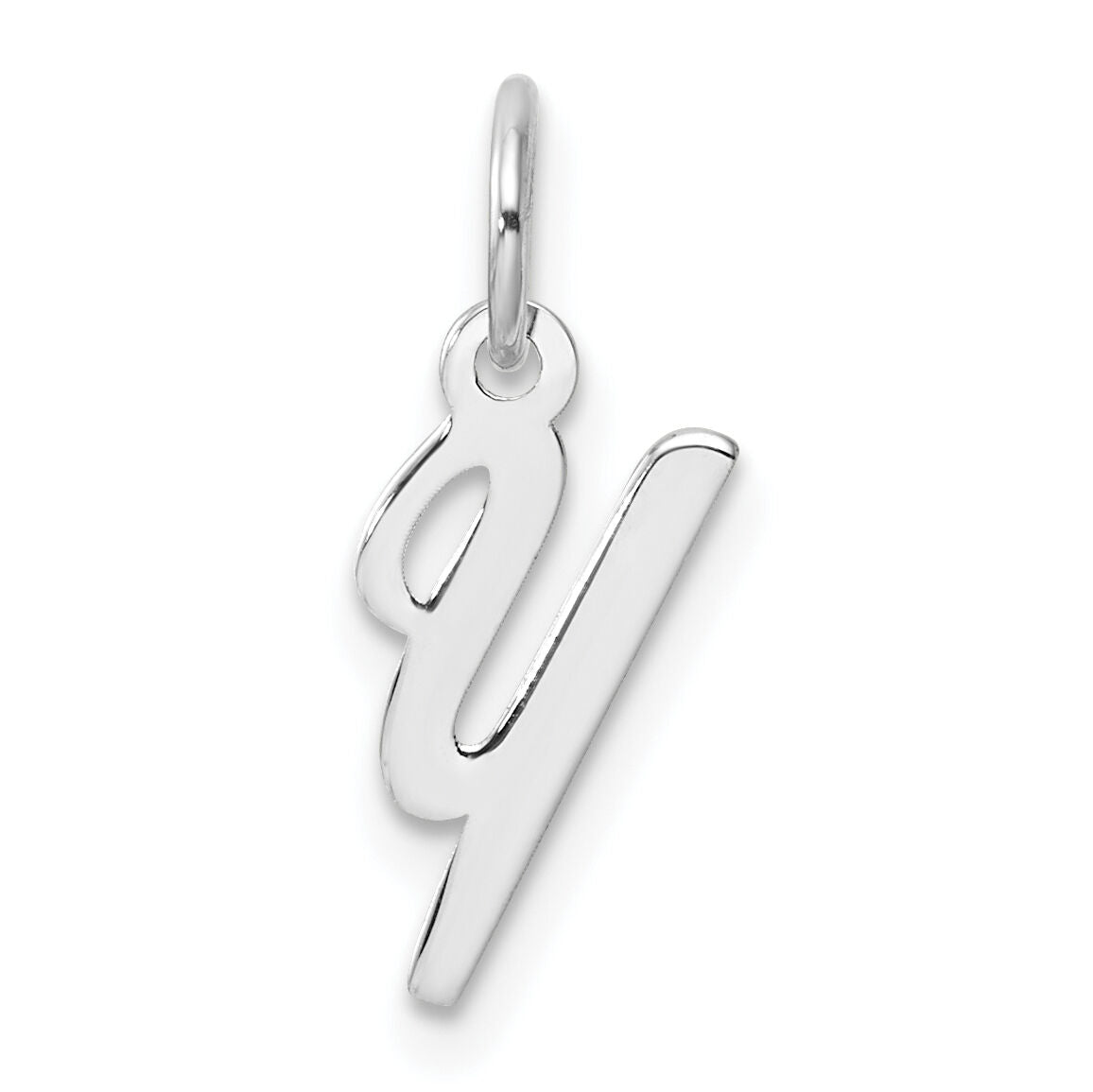 14k White Gold Small Script Letter Y Initial Charm-YC1527Y