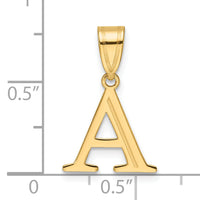 14k Polished Etched Letter A Initial Pendant-YC1539A