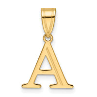 14k Polished Etched Letter A Initial Pendant-YC1539A