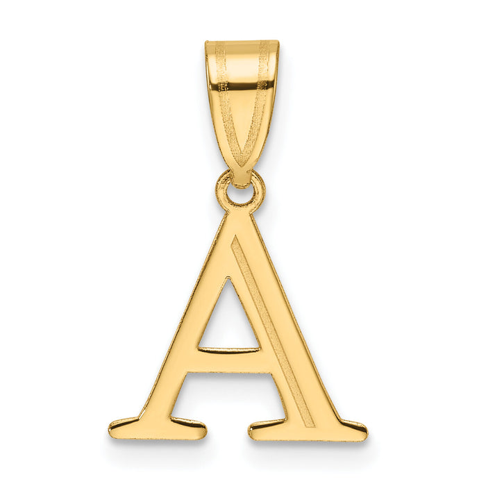 14k Polished Etched Letter A Initial Pendant-YC1539A