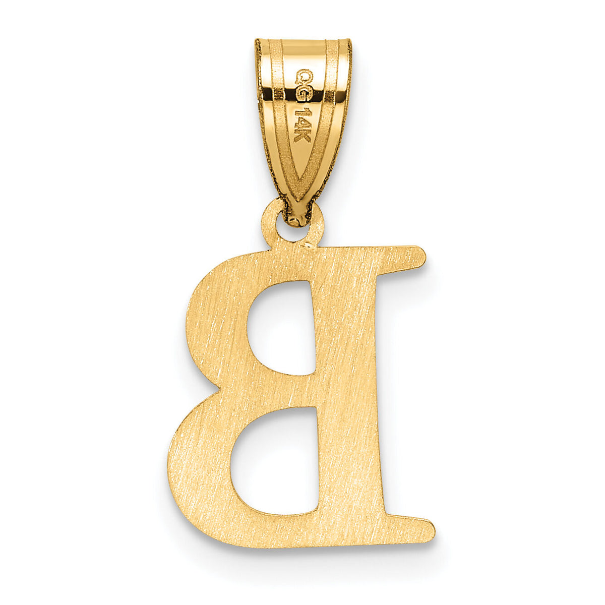 14k Polished Etched Letter B Initial Pendant-YC1539B