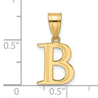 14k Polished Etched Letter B Initial Pendant-YC1539B