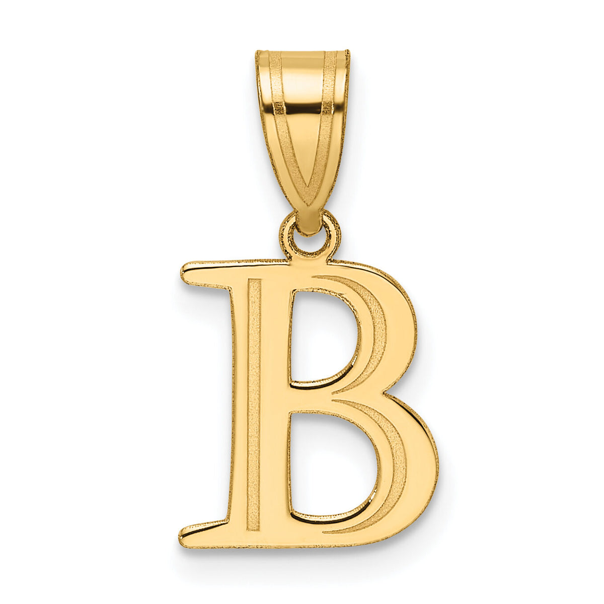 14k Polished Etched Letter B Initial Pendant-YC1539B