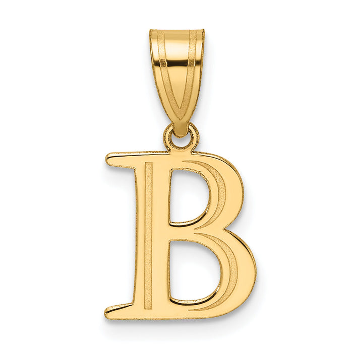 14k Polished Etched Letter B Initial Pendant-YC1539B