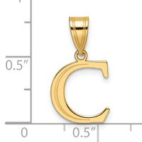 14k Polished Etched Letter C Initial Pendant-YC1539C