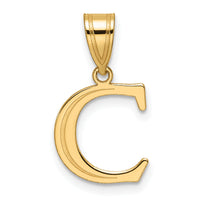 14k Polished Etched Letter C Initial Pendant-YC1539C
