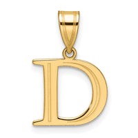 14k Polished Etched Letter D Initial Pendant-YC1539D
