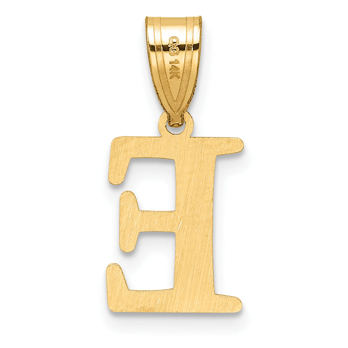 14k Polished Etched Letter E Initial Pendant-YC1539E
