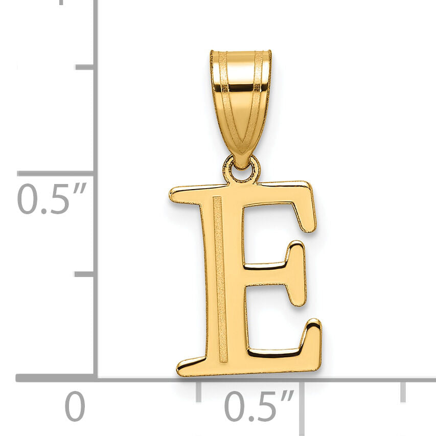 14k Polished Etched Letter E Initial Pendant-YC1539E