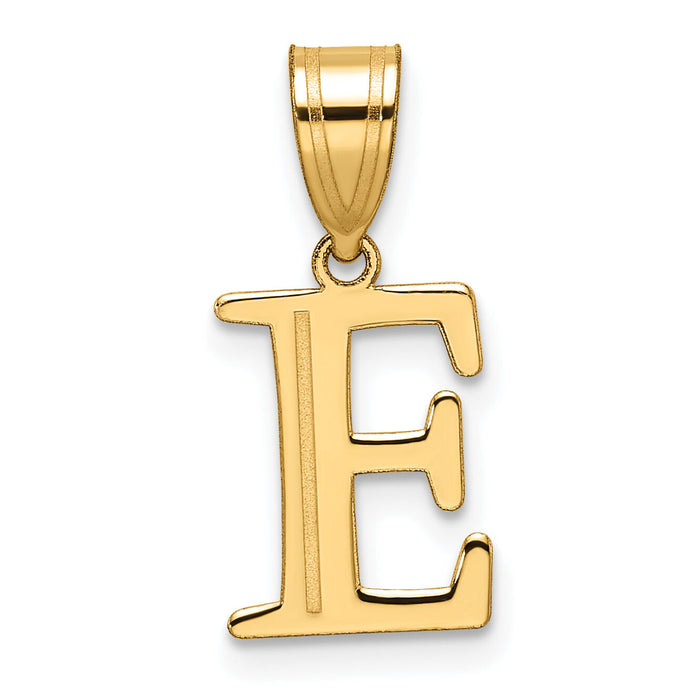 14k Polished Etched Letter E Initial Pendant-YC1539E