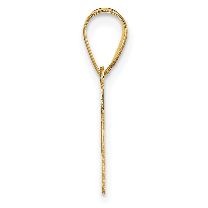 14k Polished Etched Letter F Initial Pendant-YC1539F