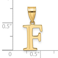 14k Polished Etched Letter F Initial Pendant-YC1539F