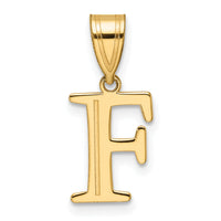 14k Polished Etched Letter F Initial Pendant-YC1539F