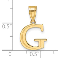 14k Polished Etched Letter G Initial Pendant-YC1539G