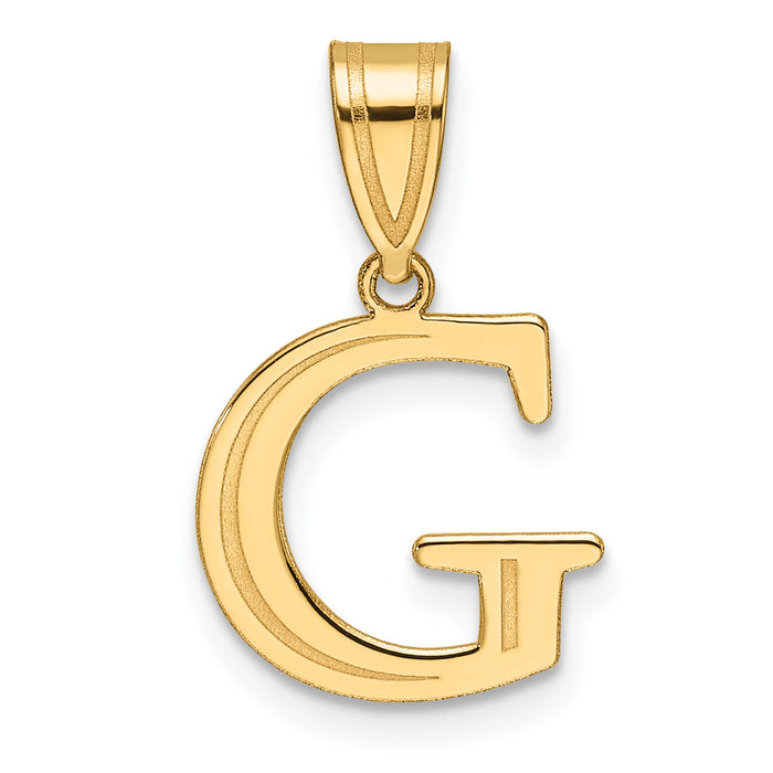 14k Polished Etched Letter G Initial Pendant-YC1539G