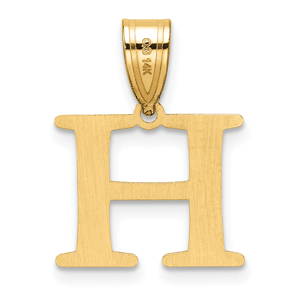 14k Polished Etched Letter H Initial Pendant-YC1539H