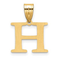 14k Polished Etched Letter H Initial Pendant-YC1539H
