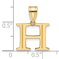 14k Polished Etched Letter H Initial Pendant-YC1539H