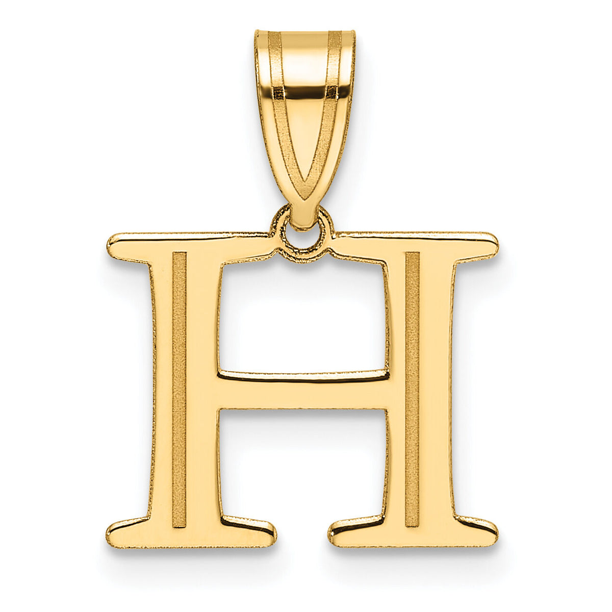 14k Polished Etched Letter H Initial Pendant-YC1539H